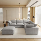 JACH V Shape Couches Sectional for Living Room, Modular Convertible Sofa Couch with Chaise Ottoman, Couch Cushion Covers Removable, Comfy Sofas for Living Room, Bedroom, Apartment (Grey)