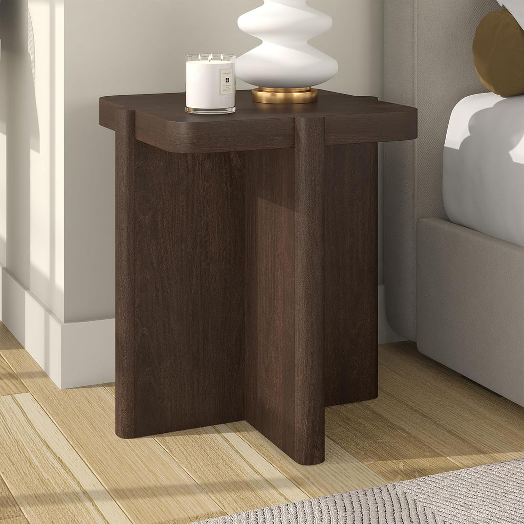 Henn&Hart 20" Modern Square End Table, Side Table, Nightstand with X-Base for Living Room, Office, Family Room, or Bedroom, Heritage Oak