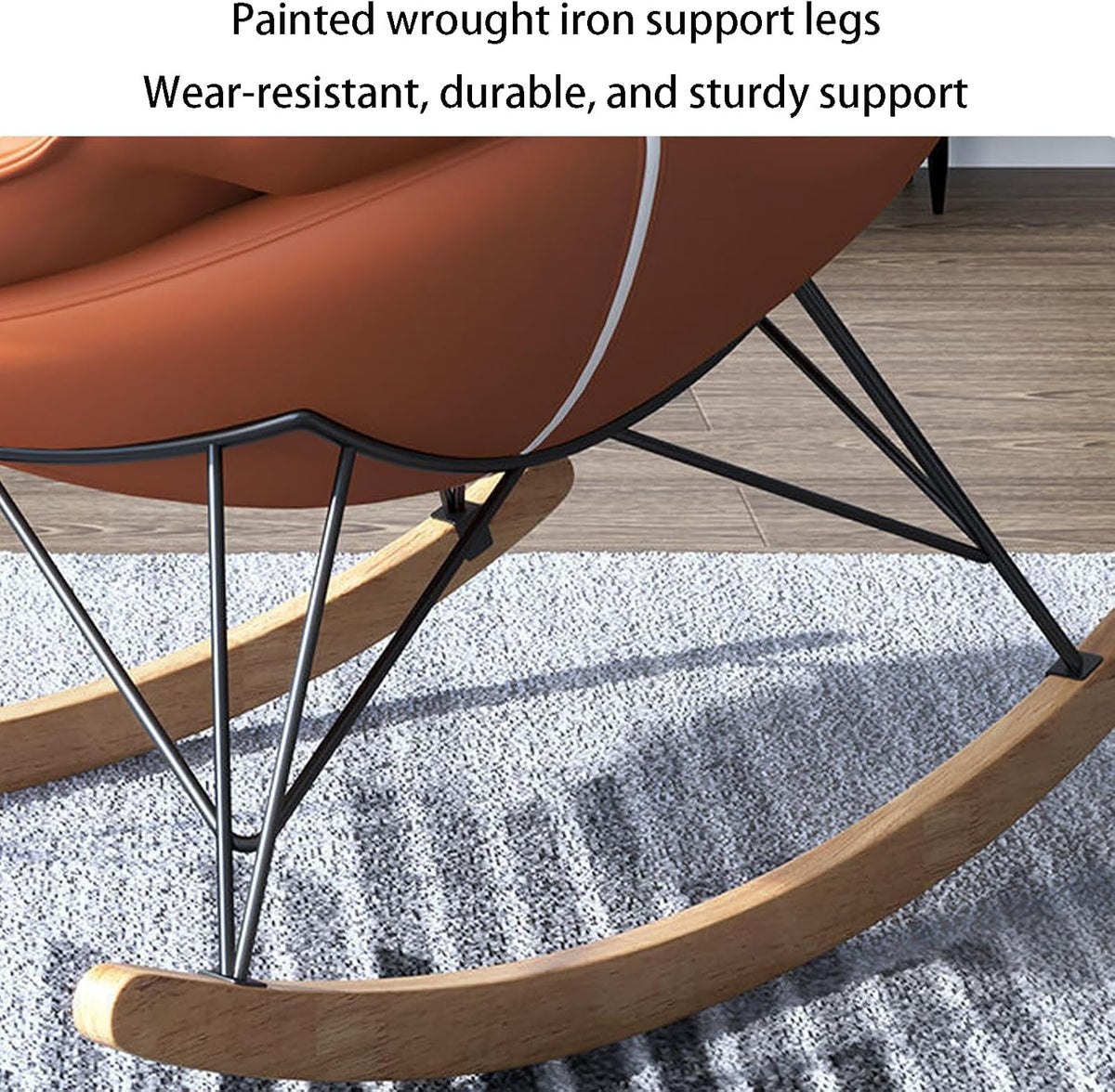 Single Rocking Chair with footrest, Made of Easy-Care Technical Fabric, ergonomically Designed for Balcony, Living Room, Bedroom, and Study Blue