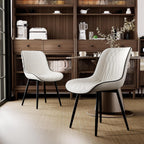Rowill Dining Chairs Set of 2 Modern Faux Leather Kitchen Chairs with Thickened Metal Frame, Scratch-Resistant Upholstery,Widened Seat & Adjustable Anti-Slip Pads, Cushioned Backrest for Kitchen,White