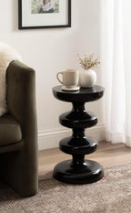 Kate and Laurel Fondi Modern Metal Round Side Table, 12 x 12 x 21, Black, Dorm Living Room Stacked Bubble End Table for Use as Bedroom Nightstand or Outdoor Patio Decor Option
