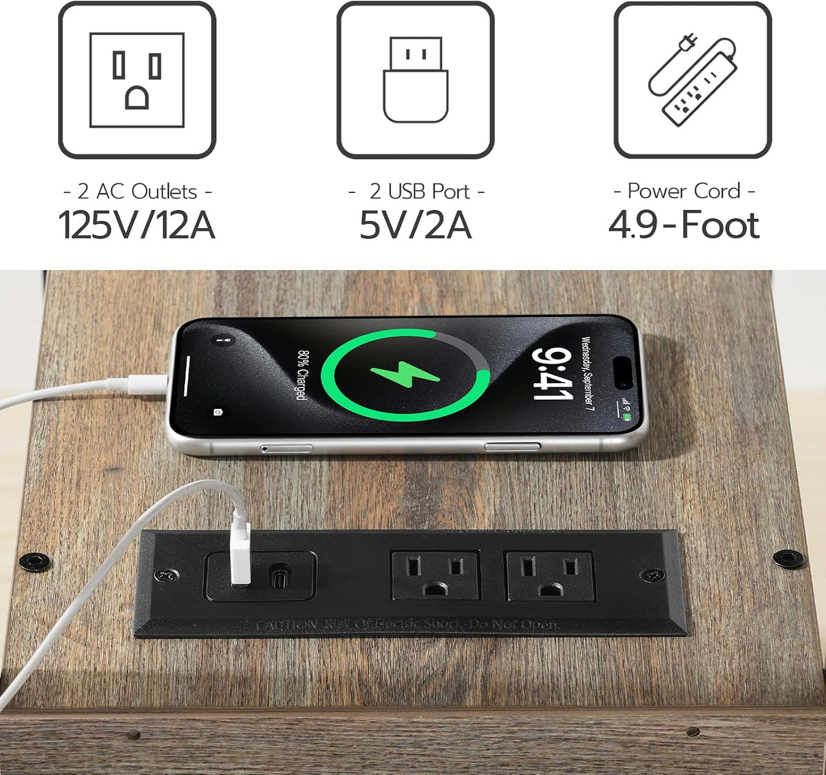 HOOBRO End Table with Charging Station, Narrow Side Table with 2 Drawer & USB Ports & Power Outlets, Nightstand for Small Spaces, for Living Room, Bedroom, Sapphire Brown UC541BZ01