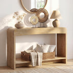 Farmhouse Entryway Table, 43.7" Console Table with Open Shelf | Sofa Table Behind Couch, Wooden Entry Table with Storage for Entrance, Entryway, Living Room, Hallway, Natural