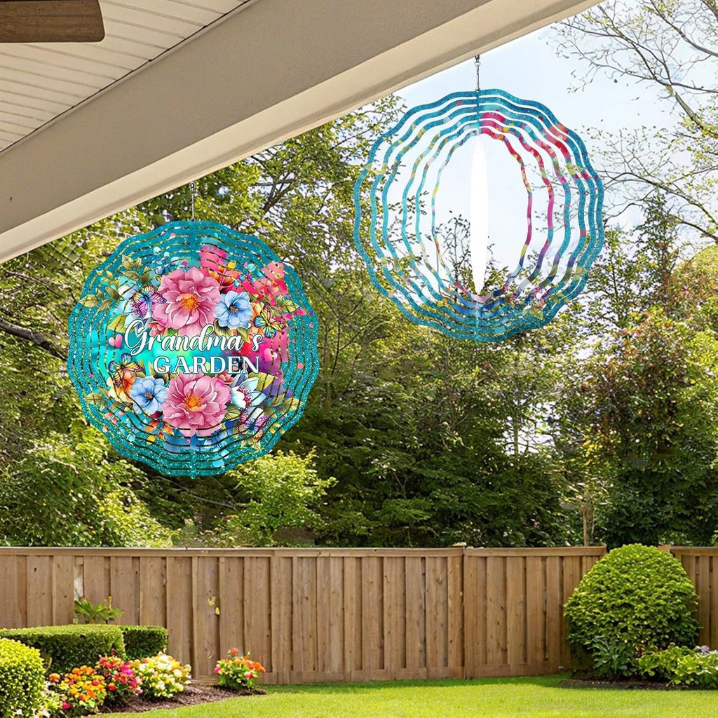 Grandma Gifts for Christmas - Garden Decor Wind Spinner Outdoor 12-Inch 3D Kinetic Stainless Steel Metal Hanging Yard Art - Birthday Gifts for Grandma Gigi Nana Granny for Thanksgiving Mother's Day