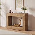 47" Farmhouse Console Table - Long Sofa Table Behind Couch, Wooden Entryway Table for Living Room, Hallway, Entrance, Rustic Rectangular Design, Natural Color