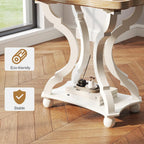 kinbor Farmhouse Side Table - Rustic End Table with an Open Shelf & Raised Edge, Accent Table with Distressed White Finish and Solid Wood Legs - Perfect for Living Room, Bedroom, Entryway, White