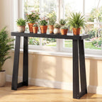 GOFLAME Solid Wood Console Table, 43” Narrow Long Sofa Tables Behind Couch, Rubber Wood, Home Display Accent Table, Farmhouse Entryway Tables for Hallway, Living Room, Foyer, Entry (Black)