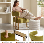 Modern Barrel Accent Chairs Set of 2, Living Room Side Chairs with Golden Metal Legs, Soft Velvet Reading Armchairs for Bedroom, Upholstered Club Chair for Reception Room/Office, Olive