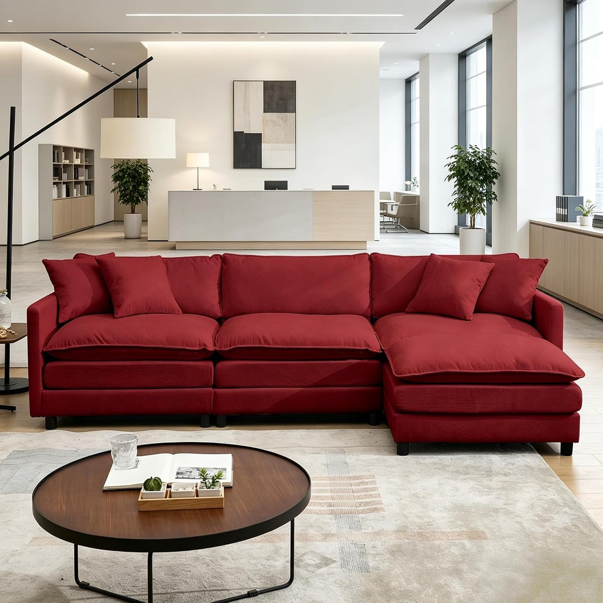 108.27" Modular Sectional Sofa, 4 Seat L Shaped Couch with Chaise | Deep Seat Cloud Couch With Soft Chenille Fabric, Reversible Chaise Modular Design Spacious Comfort for Home, Apartment, Dorm