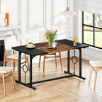 HOOBRO Dining Table, Wooden Kitchen Table for 4-6, Rectangular Dining Room Table with Sturdy Metal Legs, Long Dinner Tables with Large Tabletop for Living Room Kitchen, Rustic Brown and Black BF20CZ01