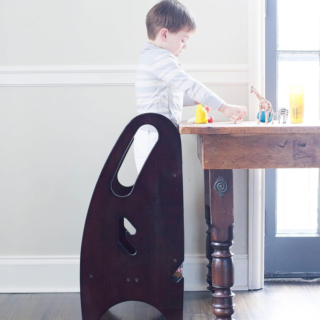 Little Partners 3-in-1 Growing Step Stool Toddler Tower Helper Step Stool, Wooden Standing Stool for Bathroom or Kitchen, Anti-Slip Feet, Built-in Safety Hand Rails Up to 100 lbs. (Espresso)