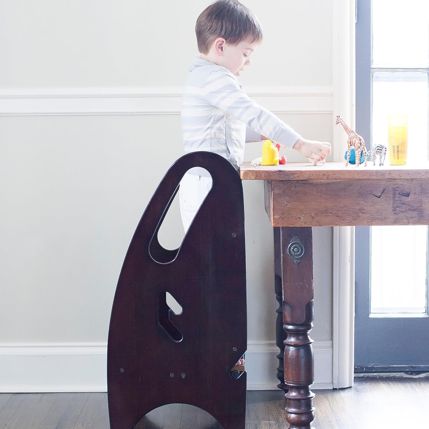 Little Partners 3-in-1 Growing Step Stool Toddler Tower Helper Step Stool, Wooden Standing Stool for Bathroom or Kitchen, Anti-Slip Feet, Built-in Safety Hand Rails Up to 100 lbs. (Espresso)