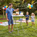 Byliable 24in Round Folding Cocktail Table, Plastic Bar Height Table, White | Portable Foldable Design with Removable Legs, Two Folding Methods, HDPE Tabletop, Indoor Outdoor for Parties, Patio, Events