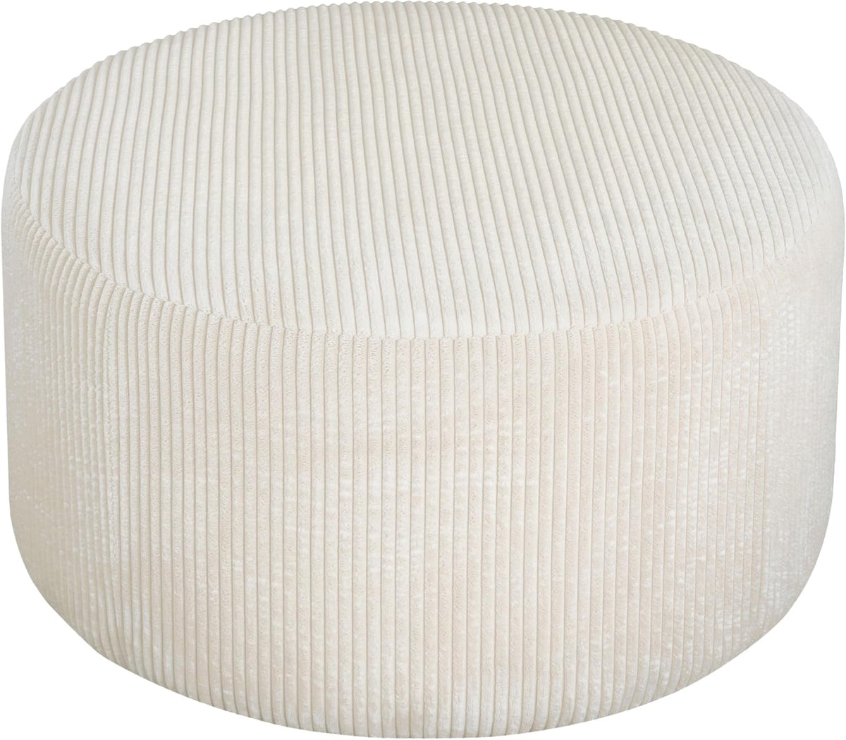 Merax 30.25" Modern Upholstered Round Corduroy Ottoman, Multifunctional Extra Seat, Side Table, Foot Rest, Stuffed Pouf Footstool for Living Room Bedroom, Beige
