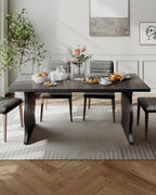 LITTLE TREE Modern Dining Table for 4-6 People, 63 Inch Rectangular Kitchen Table, Wooden Kitchen & Dining Room Tables Furniture, Black