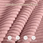 Corduroy Ottoman 30.3 Inch - No Assembly Needed Foot Rest Stool, Plush Sag-Free Cloud Ottoman for Living/Bedroom (Pink)