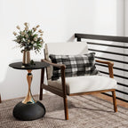 Metal Round End Table,Modern Pedestal Table,Corner Drink Tables,Accent Side Table Nightstand for Living Room,Patio and bar (Black-Gold)