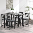 27.5 inch Bar Table and Chairs Set, Solid Wood Bar Height Pub Table and Chairs Set of 4, Counter Height Table Set, Square High Top Table and Chairs Set for Dining Room