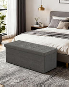 GLAXYFUR 43 Inches Folding Storage Ottoman Bench, Storage Chest, Grey