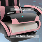 Gaming Chair, Ergonomic Computer Chair with Footrest and Lumbar Support, Height Adjustable Game Chair with 360°-Swivel Seat and Headrest and for Office or Gaming Blackpink