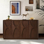 Sideboard Buffet Cabinet, Accent Storage Cabinet with 4 Doors and Adjustable Shelf, Farmhouse Mid Century Modern Buffet Sideboard for Living Room, Kitchen, Entry (Walnut)