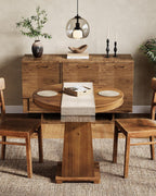 LITTLE TREE Solid Wood Round Dining Table, 31.5" Small Kitchen Table for 2, Modern Farmhouse Dinner Table for Dining Room, Kitchen, Living Room, Artistic Geometric Base, Table Only (Rustic Brown) 2PCS