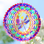 Dragonfly Mandala Wind Spinners Garden Yard Decor Gift for Women Men, 12 Inch Outdoor Metal 3D Wind Spinner, Stainless Steel Hanging Wind Catchers Kinetic Sculpture for Outside Decoration