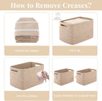 OIASKET 4Packs Natural Cotton Rope Storage Baskets for Organizing Toys, Clothes, Towels & Books, Soft Versatile Organizers for Shelves, Home Decorative Bins, 13''Lx9''Wx7.8''H, Brown