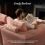 ovios 104" Cloud Couch with Glitter Fabric, Moudular Sectional Sofa with Deep Seat, No Assembly Required, Modern Minimalist L Shaped Couches with Chaise for Living Room, Pink