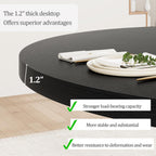 47" Round Dining Table for 4–6 People, Farmhouse Wooden Kitchen Table with Reinforced Legs, Dining Room Table with Adjustable Foot Pads for Home & Restaurant,Black