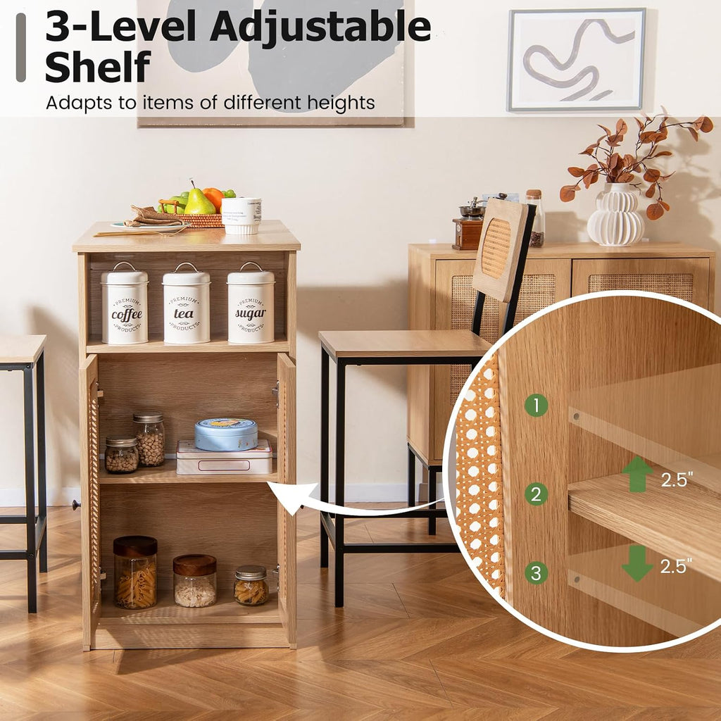 Tangkula 3-Piece Counter Height Bar Table Set, Kitchen Table with 2 Bar Stools & Storage Shelves, Breakfast Table Set with Backrests & Footrests, Rectangular High Top Pub Table with Chairs for 2