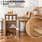 Tangkula 3-Piece Counter Height Bar Table Set, Kitchen Table with 2 Bar Stools & Storage Shelves, Breakfast Table Set with Backrests & Footrests, Rectangular High Top Pub Table with Chairs for 2