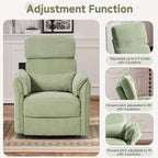 Power Recliner Rocking Chair with Adjustable Arms and Headrest,Green Fabric | Swivel electric glider,nursing chair glider for nursery, storage bags and USB port included, FSC certified