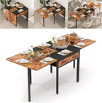 Folding Dining Table,Dining Room Table with Drawers,Industrial Extendable Table for 6-8 People,for Dining Room,Living Room,Restaurant,Saving Space