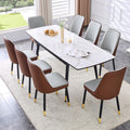 55In-79In Expandable Dining Table Set for 8, Modern Thickened Sintered Stone Dining Room Table with 8 Grey Chairs Rectangular Space Saving Expanding Kitchen Table