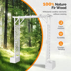 VINGLI Wooden Garden Arbor with Planter, Wedding Arch for Ceremony, Wood Garden Arbour Trellis for Plant Climbing, Pergola for Garden Backyard, Lawn, Outdoor (White)