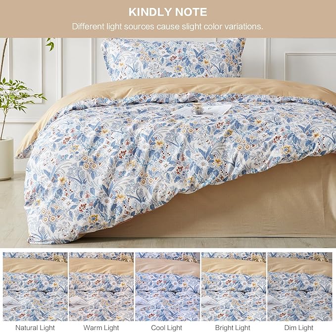 SAPHREAS Twin Boho Duvet Cover Green Paisley Bedding Set with 8 Corner Ties and 1 Pillow Sham 100% Cotton Reversible Duvet Cover Set with Zipper Closure
