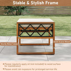 RELAX4LIFE Wicker Outdoor Ottomans for Patio - Set of 2 Rattan Outside Footstool w/Removable Cushion, Wood & Metal Frame, 3-in-1 Foot Rest, Extra Seating & Side Tables for Porch Backyard Poolside