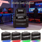 AHMED Dual Motor Power Swivel Rocker Recliner Chair, Faux Leather, Brown | Electric Glider Rocking Chair, Massage & Heat, Cup Holders, LED Lights, USB A/USB C Ports