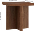 Henn&Hart 22" Scandinavian Wooden Square End Table, Side Table, Nightstand with X-Base for Living Room, Office, Family Room, or Bedroom, Medium Walnut
