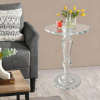 Acrylic End Table Clear Coffee Table with Round Tabletop, Multifuntional Side Drink Tables for Small Spaces Small Side Tables for Living Room Bedroom & Study Rooms, 13" D X 13" W X 20" H