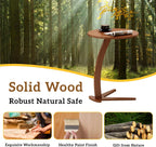 Couch Tables that Slide Under: 15 '' Modern C Shaped End Table Nightstand with Natural Solid Wood Small Bedside Table for Living Room Bedroom Farmhouse Small Spaces (Medium)