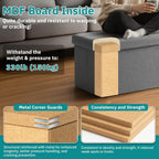 30-INCH Ottoman with Storage, Footrest Storage Bench, End of Bed Bench Coffee Table for Living Room, Bedroom, Entryway (Gray)