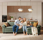 LINSY HOME 123'' Modular Sectional Sofa 3 Seat Couch Corduroy Cloud Couch with Deep Seat, Modern L-Shaped Cloud Couch with 1 Movable Ottoman for Living Room, Office, Bedroom, Green