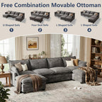 U Shaped Modular Sectional Couch, Comfy Sofa for Living Room | Comfortable Foam Cushions, Sturdy Frame, Appealing Look, Easy Assembly, Soft Chenille Fabric, Movable Ottoman, Dark Gray