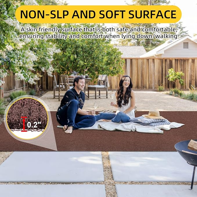 Marine Carpet,5 FT x 25 FT Brown Indoor Outdoor Carpet 0.2" Thick Boat Carpet with Water-Proof TPE Backing, Non-Slide Outdoor Marine Carpet Roll for Home, Patio, Porch, Deck