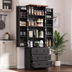 IDEALHOUSE Farmhouse Kitchen Pantry Cabinet - 72" Tall Large Wood Kitchen Storage Cabinets with Adjustable Shelves & 2 Barn Doors & 3 Drawer, Versatile Storage for Dining Room, Bathroom, Living Room