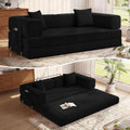 MoonSpeak 78.8'' Futon Sofa Bed, Couches for Living Room | Corduroy Convertible Futon Sofa Bed with Storage Pocket, Modular Sleeper Couch in a Box, No Assembly (Black)