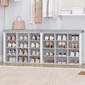 Hzuaneri Shoe Storage Bench with Cushion, Entryway Storage Bench with 24 Cubbies, 9.5" Widened Organizer Cabinet, Long Cubby Rack for Living Room, Bedroom, Entryway, White SB32403GY