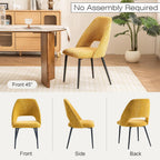 Rowill Boucle Dining Chairs Set of 4, Morden Upholstered Dining Room Kitchen Chairs with Metal Legs for Living Room, Bedroom, Restaurant, Yellow